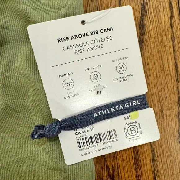 NWT New ATHLETA GIRL Rise Above Rib Cami Shelf Bra Racerback Tank Top M 8 10 - Picture 5 of 7
